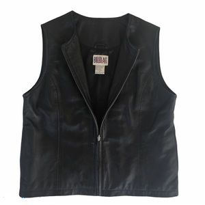 Leather Vest Bill Blass Leather Size Medium Black